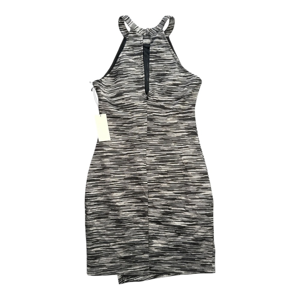 ASTR Black White Striped Halter Neck Midi Dress Sparkle Metallic‎ Size Medium - Picture 3 of 6